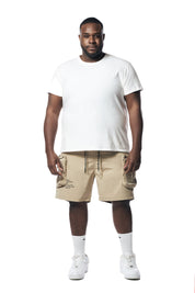 Big and Tall - Printed Utility Lounge Windbreaker Shorts - Khaki
