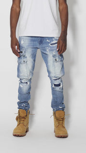 Multipocket Fashion Jeans - Nile Blue